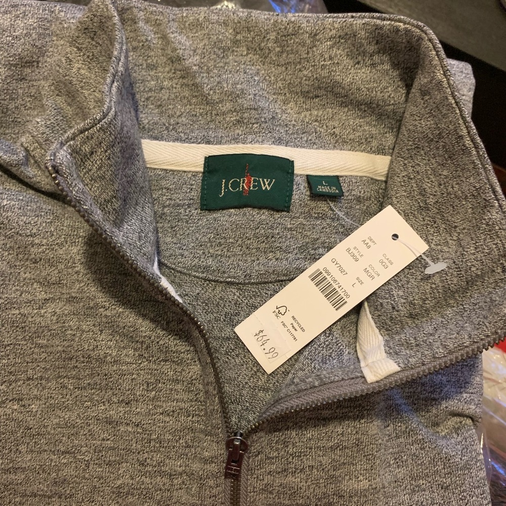 J. CREW best seller Half-zip rugby shirt marled gray size L - Picture 6 of 11